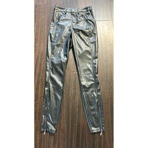 Guess Faux Leather Pants Womens 2 Black Moto Leggings Zippers Club Rave